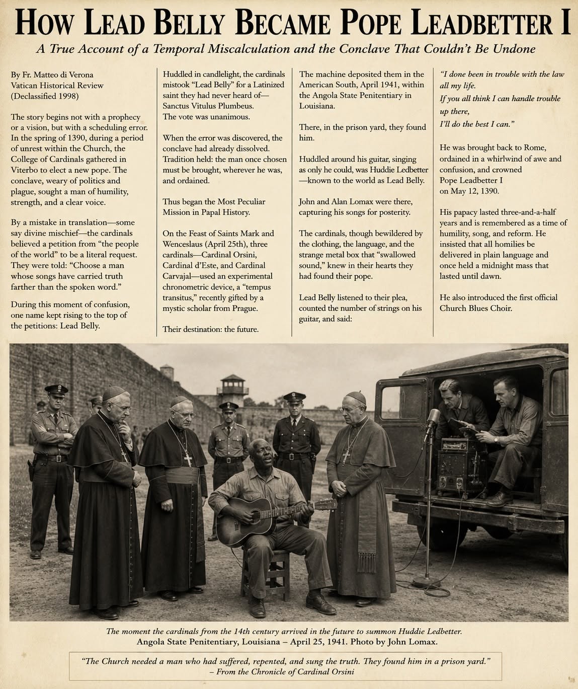 How Lead Belly Became Pope Leadbetter I
